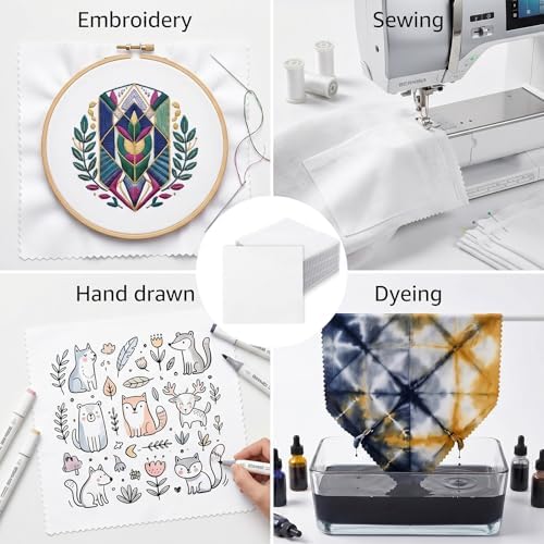 100 Pack 5-inch Cotton Fabric Squares, 5″ Precut Cotton Fabric Squares, Solids White Charm Pack, White