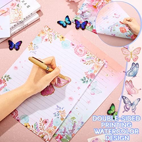 TaoBary 160 Pcs Watercolor Butterfly Stationery Paper and Envelopes Set