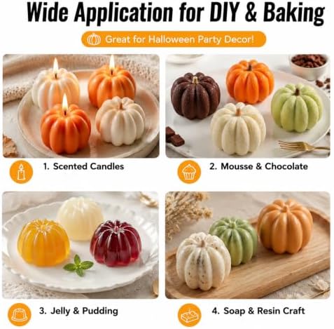 6 Cavity 3D Pumpkin Silicone Chocolate Mold for Halloween fall home decor