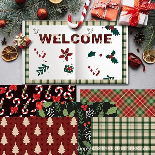 Vintage Christmas Scrapbook Paper Christmas Patterned Paper 12×12 - 24 Sheets Double-Sided Red Green Decorative Craft Journaling Papers for Holiday Cardmaking DIY Origami Craft Papers