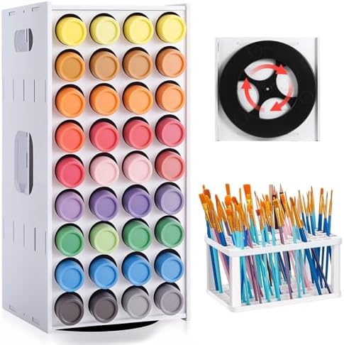 ZILAMGOO Rotating 2oz Acrylic Paint Organizer & Brush Holder Set