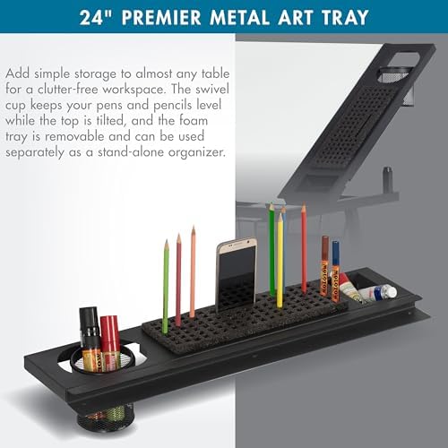SD STUDIO DESIGNS Modern Premier Metal Tray for Art/Craft Table, 24 Inch, Black