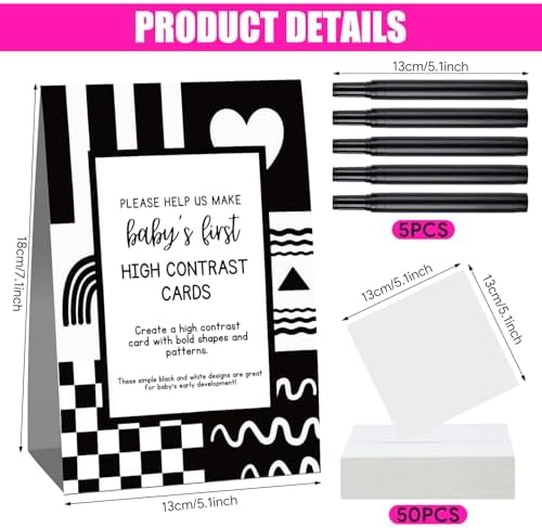 Sinload 56 Pcs Baby Shower DIY High Contrast Card Games, Simple