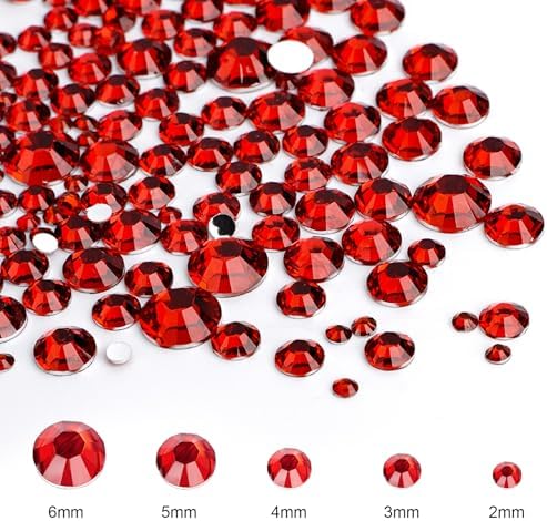 Canvalite 25000PCS Resin Jelly Rhinestones for Crafting,Red Flatback Gems, Bedazzling Crystal with 5Pcs 2.5g B7000 Jewelry Glue and Tweezers and Dotting Pen for DIY Crafts Clothing Shoes Nail Art