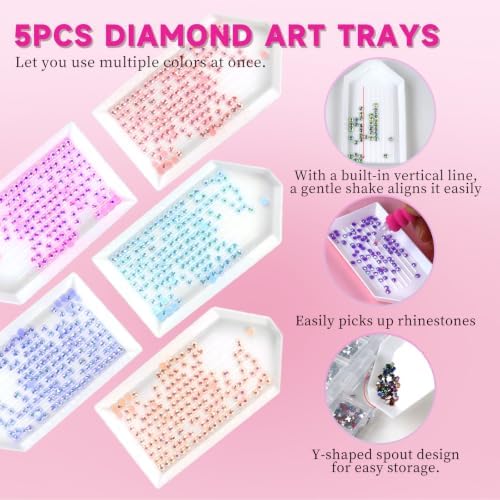 30 Pcs Bedazzling Pen Tools Set with 5 Diamond Art Sorting Trays