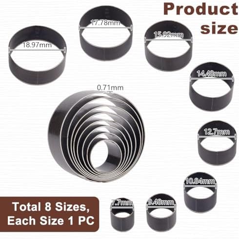 PH Padahall Leather Hole Punch Die Round, 8pcs Hole Hollow Punch 20 25 30 35 40 45 50 55mm High Carbon Steel Circle Cutter Tool Cutting Leather Hole Punch Set for Belts EVA Foam Fiber Board Clay Craft