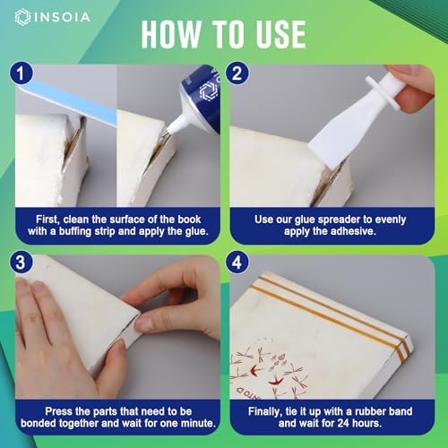 INSOIA Book Glue, 15ml x 2, Clear & Flexible, for Repair and Crafts