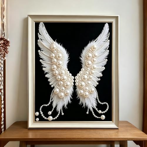 3D Pearl Angel Wings Diamond Art Painting Kits for Adults 12x16inch