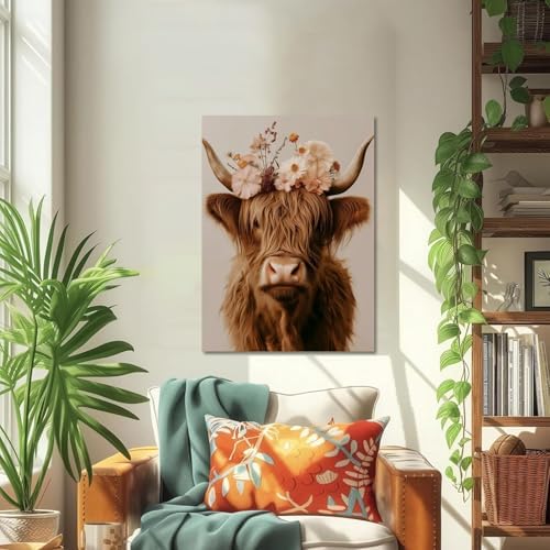 ICYANART Cow Paint by Numbers Kit for Adults, Adult Paint by Number Kits | Lighthouse Paint by Number for Adults Beginners, Acrylic Painting by Numbers, Easy Paint by Numbers for Gift Home Decor