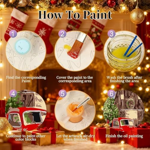 Axquilon 3 Packs Christmas Framed Paint by Numbers Kit for Adults 8x10in