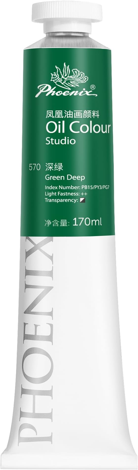PHOENIX Green Deep Oil Paint - Studio Oil Paint Single Large Tube - 170ml / 5.75 Fl oz. Green Deep 570