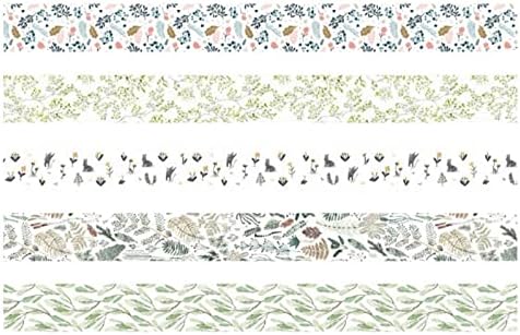 5 Rolls Washi Tape Set Creative Basic Skinny Decorative Tapes for Arts, DIY Crafts, Bullet Journals, Planners, Scrapbooking, Wrapping (Vine)