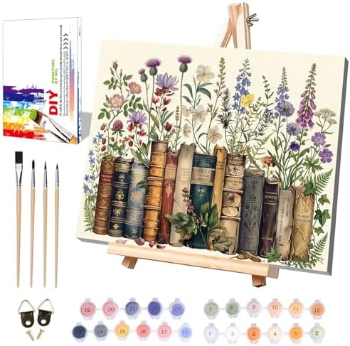 Book Paint by Numbers for Adults with Framed Canvas - with Wooden Easel