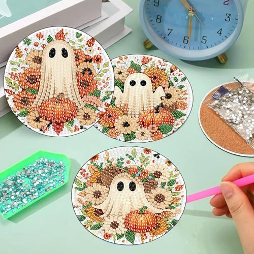 8 Pcs Diamond Art Coasters Kit for Adult with Holder, Diamond Coaster 4x4in