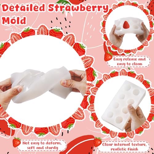 8 Cavity MINI 3D Strawberry Silicone Mold, Strawberry Resin Mold for Soap