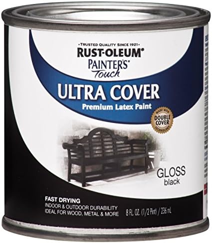 Rust-Oleum 1979730 Painter's Touch Latex Paint, Half Pint, Gloss Black, 8 Fl Oz (Pack of 6)