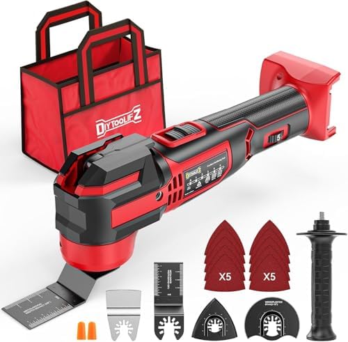 Cordless Oscillating Tool Compatible with Milwaukee 18V Battery(Tool Only), 21,000 OPM Upgraded Brushless 18V Oscillating Multi-tool with 6 Speed, LED Light, DIYtoolifz 4.5° Oscillating Tool for Wood