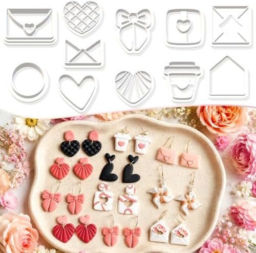 11pcs Valentine Clay Cutters for Earrings, Wedding Theme