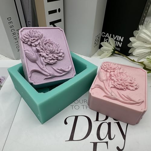 3D Carnation Soap Mold Flower Silicone Candle Mould Delicate Floral DIY Handmade Cold Process Soap Bar Mold Flower Crafts Moulds for Aromatherapy Plaster Gypsum Moulds Candle