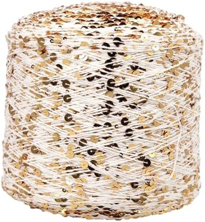 ECYC Ltd 153 Yards Cotton Sequin Yarn, Sparkle Sequin Thread for Knitting & Crocheting, DIY Craft Projects
