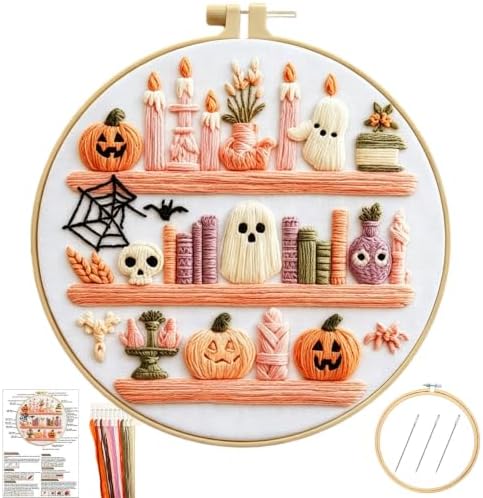 RUIQLXHANG Halloween Ghost Reading Embroidery Kit for Beginners