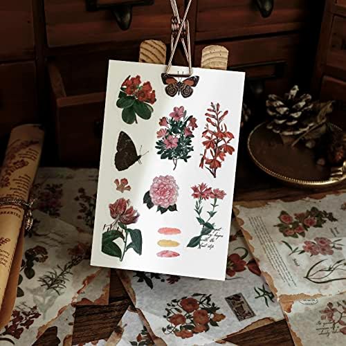 Dizdkizd Flower Sticker Book for Journaling, 20 Sheets (150 Pieces) Translucent Washi Stickers for Scrapbooking, Junk Journals, Planners