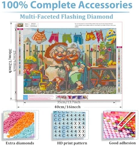Grandmother Diamond Art Kits for Adults, Diamond Painting Kits 12x16 Inch | Diamond Painting Kits for Adults Beginners, Gem Art, 5D Full Drill, DIY Arts and Crafts for Gift Home or Decor