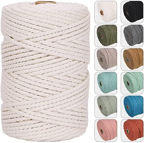 NOANTA 4mm 109yards Macrame Cord, Colored Cotton Macrame Yarn, Natural
