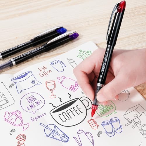 EYEYE 0.5mm Rollerball Pens 6 Assorted Colors, Extra Fine Point Needle Pen Quick Dry, Liquid Ink Pens Fine Point Smooth Writing Pen for Journaling, Note Taking, Office, School Supplies