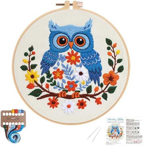Louise Maelys Owl Embroidery Kit for Beginners Cross Stitch Kit for Adults