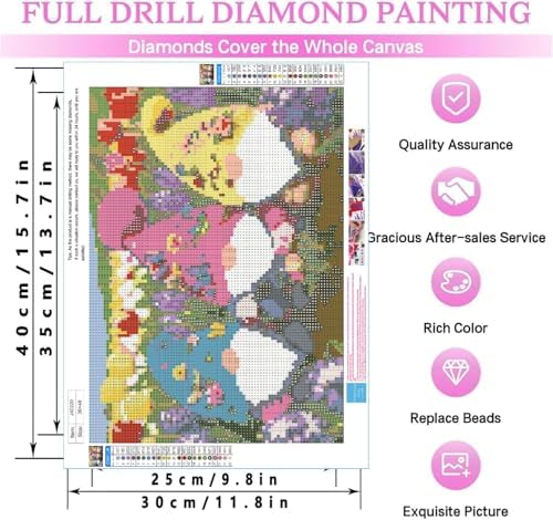KYOQFVN Gnome Diamond Art Kits for Adults - Flowers Diamond Painting Kits for Beginners, 5D DIY Full Round Drill Diamonds Art Painting Kit for Home Wall Decor 12X16 Inch