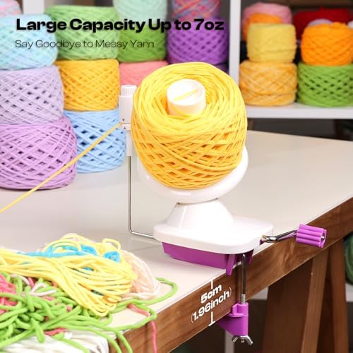 Caydo Manual Yarn Winder with Tension Spring for Tight Winding 4-7oz Cake