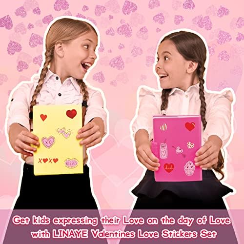 LINAYE Valentine Heart Stickers for Kids - 3000PCS Cute Love Stickers 72 Sheets for Cards, Envelopes, Craft, Scrapbooking - Party Supplies Favors for Girls Boys