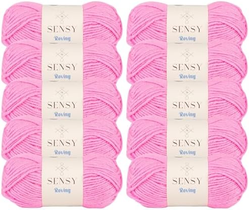 S Sensy Roving - Premium Acrylic&Wool Yarn, 10 Skein Neon Pink, 131 Yards