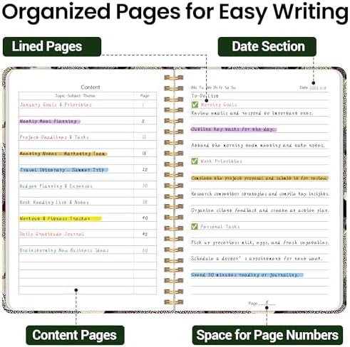 Lined Spiral Journal Notebook, A5 College Ruled Notebook for Note-Taking