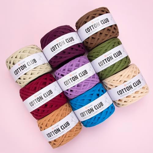 YARNART Cotton Elastic Fabric Spaghetti Premium T-Shirt Knitting Yarn for Bag Basket Cushion Crocheting Projects and Home Decor, Super Bulky (Pack of 1) (7349)