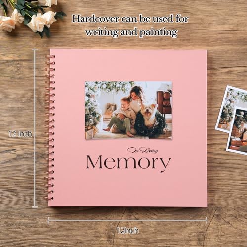 potricher 12 x 12 Inch Large DIY Scrapbook Photo Album 40 Pages, Pink | Thick Kraft Paper Scrap Book Photo Albums, Memory Book for Wedding, Anniversary, Baby, Family, Travel, DIY Projects
