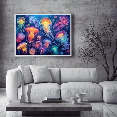 Jellyfish Diamond Art Kits for Adults, Diamond Painting Kits 12x16 Inch | Diamond Painting Kits for Adults Beginners, Gem Art, 5D Full Drill, DIY Arts and Crafts for Gift Home or Decor