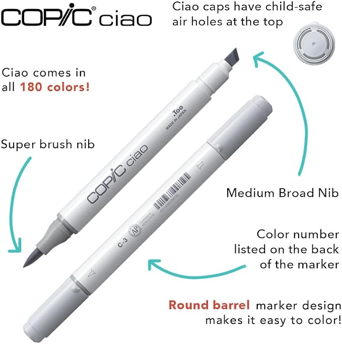Copic Sketch Fusion #5 Green 3-Color Refillable Dual-Tip Alcohol Markers