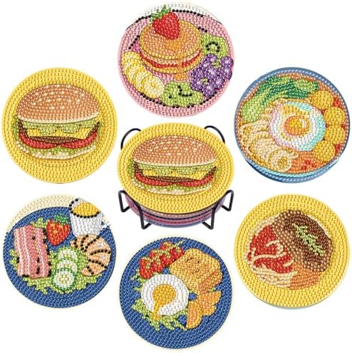 Leatrice 6 PCS Small Diamond Art Coasters Diamond Painting Kits for Adults