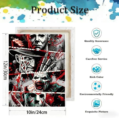 Horror Paint by Numbers Kit for Adults Beginner with Framed 10x12 Inch