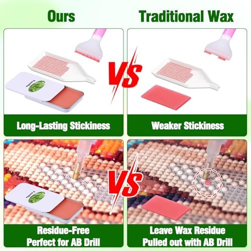 Scented Diamond Painting Wax, Handmade Natural Beeswax for Diamond Art Painting Pen, Long-Lasting Stickiness No Residue Drill Wax with Picker Tool, Diamond Art Accessories and Tools (Vanilla)