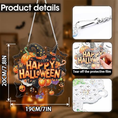 Halloween Diamond Art Hanging Kit for Adult, Diamond Art Painting 8x8inch