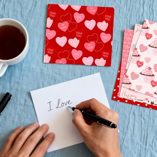 Happy Valentine's Day Scrapbook Paper Pad - 24 Sheets 6x6 inch Pattern Decorative Craft Paper Supplies for Junk Journals Bullet Journal Card Making(Love Pink)