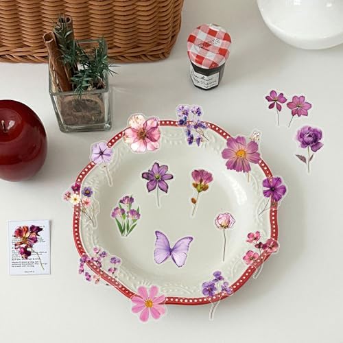 Flora Scrapbook Stickers Aesthetic Flower Sticker Purple