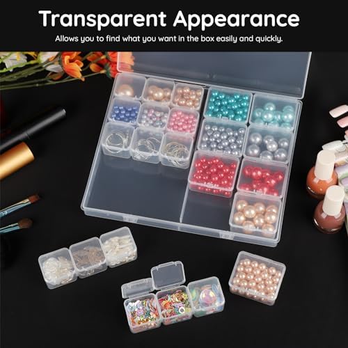 Segbeauty Bead Organizer, 23 Grid Clear Organizing Containers with Lids, 2 Packs Plastic Storage Box Craft Organizers and Storage Portable Jewelry Beading Small Parts Organizer Seed Holder Container