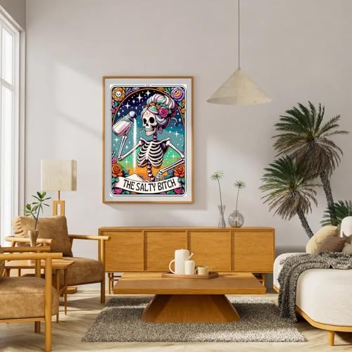 GOUOYANA Paint By Numbers Kit for Adults-Skull THE Salty Funny Canvas | Adult Paint by Number Kits on Canvas for Painting DIY Skull THE SALTY Painting Art by Numbers for Home Wall Art Gift12X16in