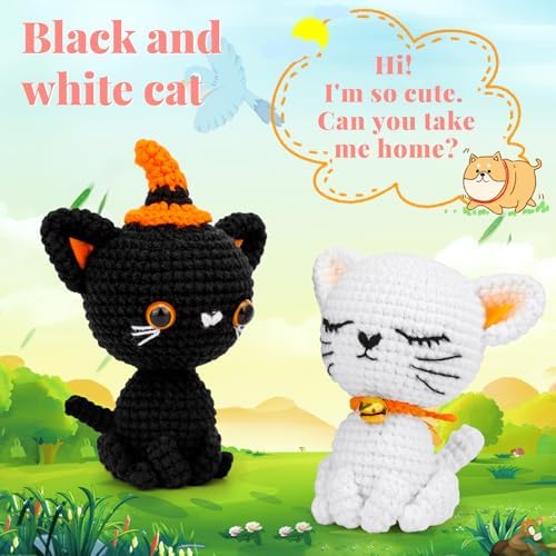 Pnytty 2Pcs Cat Crochet Starters Kits for Adult, Crochet Kit for Beginners