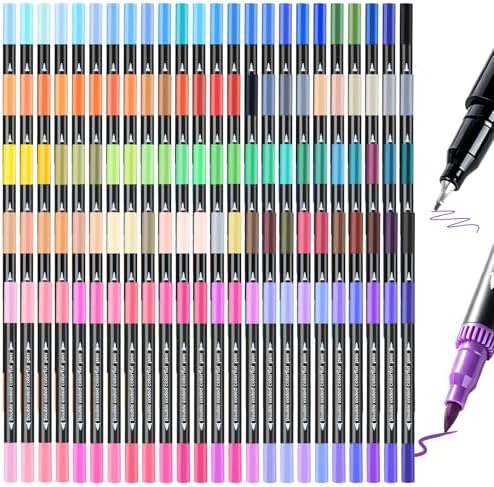 120Colors Art Markers for Adults, Fine Tip & Brush Pen Set for Coloring Books, Drawing, Watercolour Markers Pens, Artist Markers