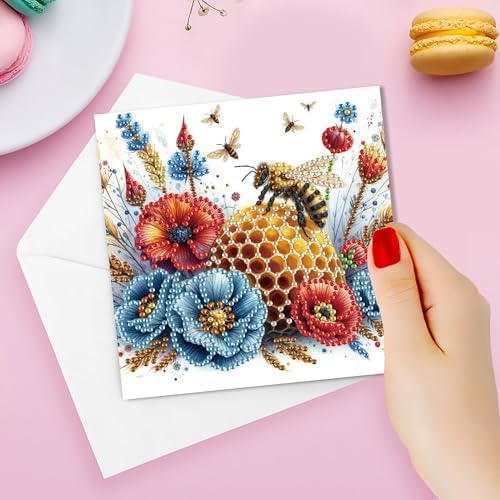MaiYiYi 6 Pack DIY Bee Diamond Art Painting Greeting Cards